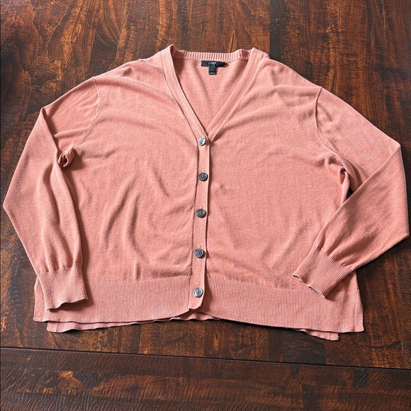 J Crew Summerweight Cotton V-Neck Cardigan Terracotta Size Medium - Picture 3 of 14